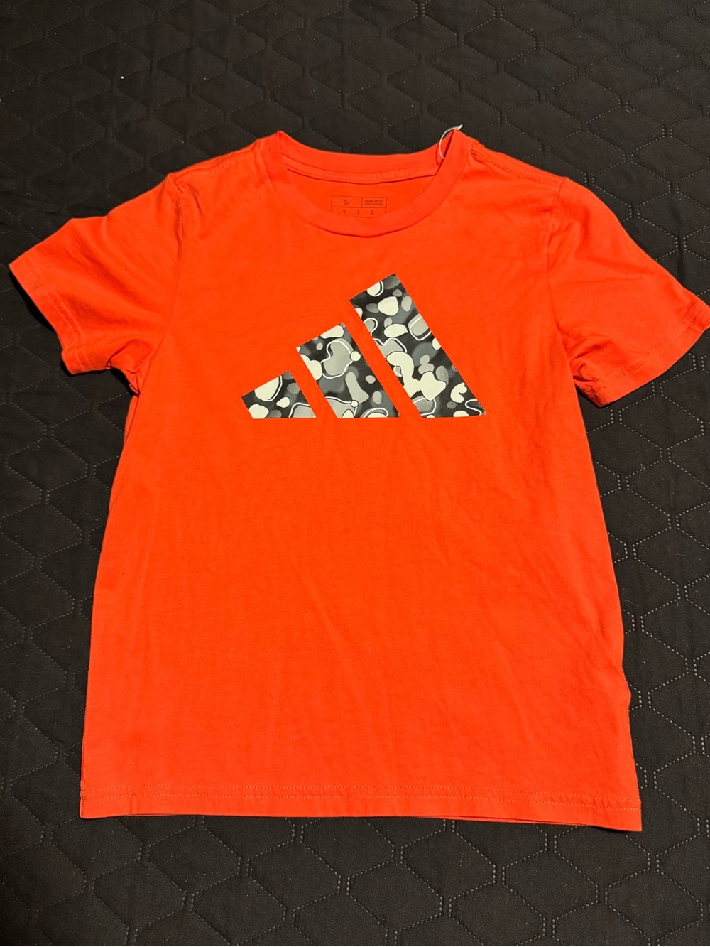 adidas Bright Orange Tee with Gray Camo Stripe